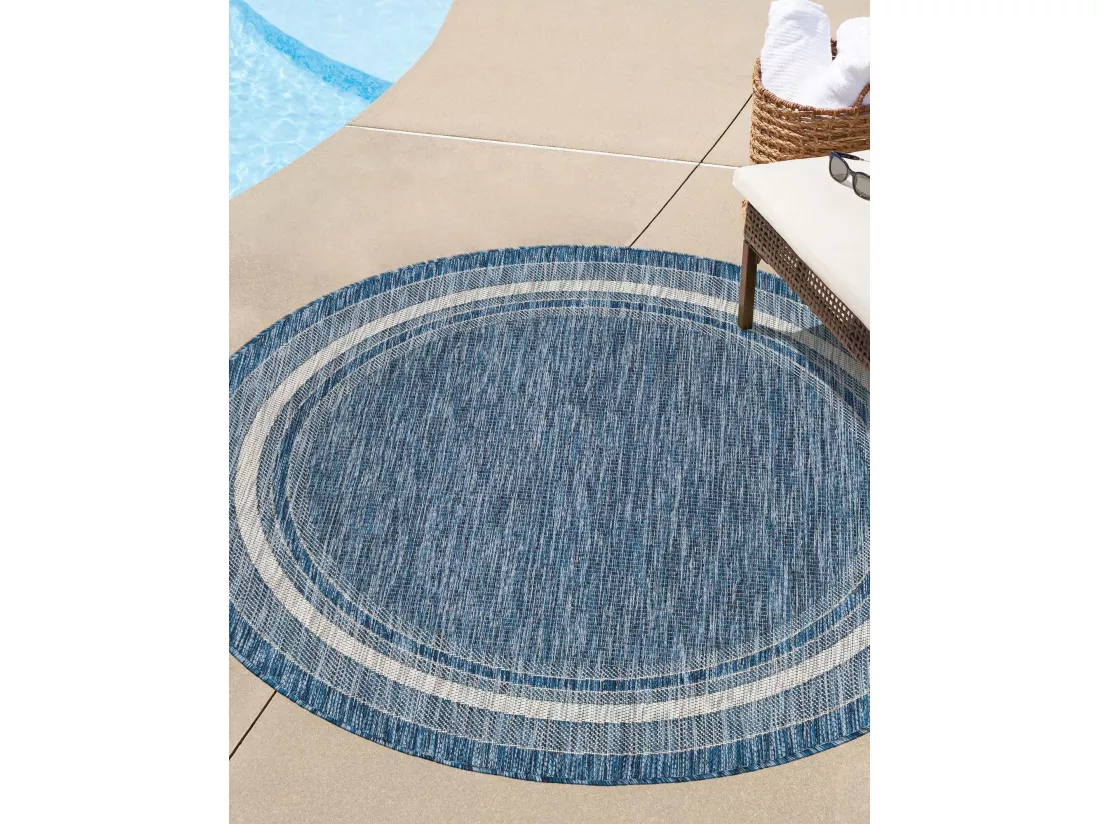 Tapis d'Extérieur - 122x122 - Bleu - Tulum Border