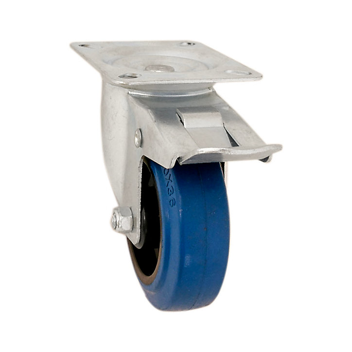 Roulette pivotante avec frein ø100 mm, plaque 105 x 85 mm, charge max 100kg