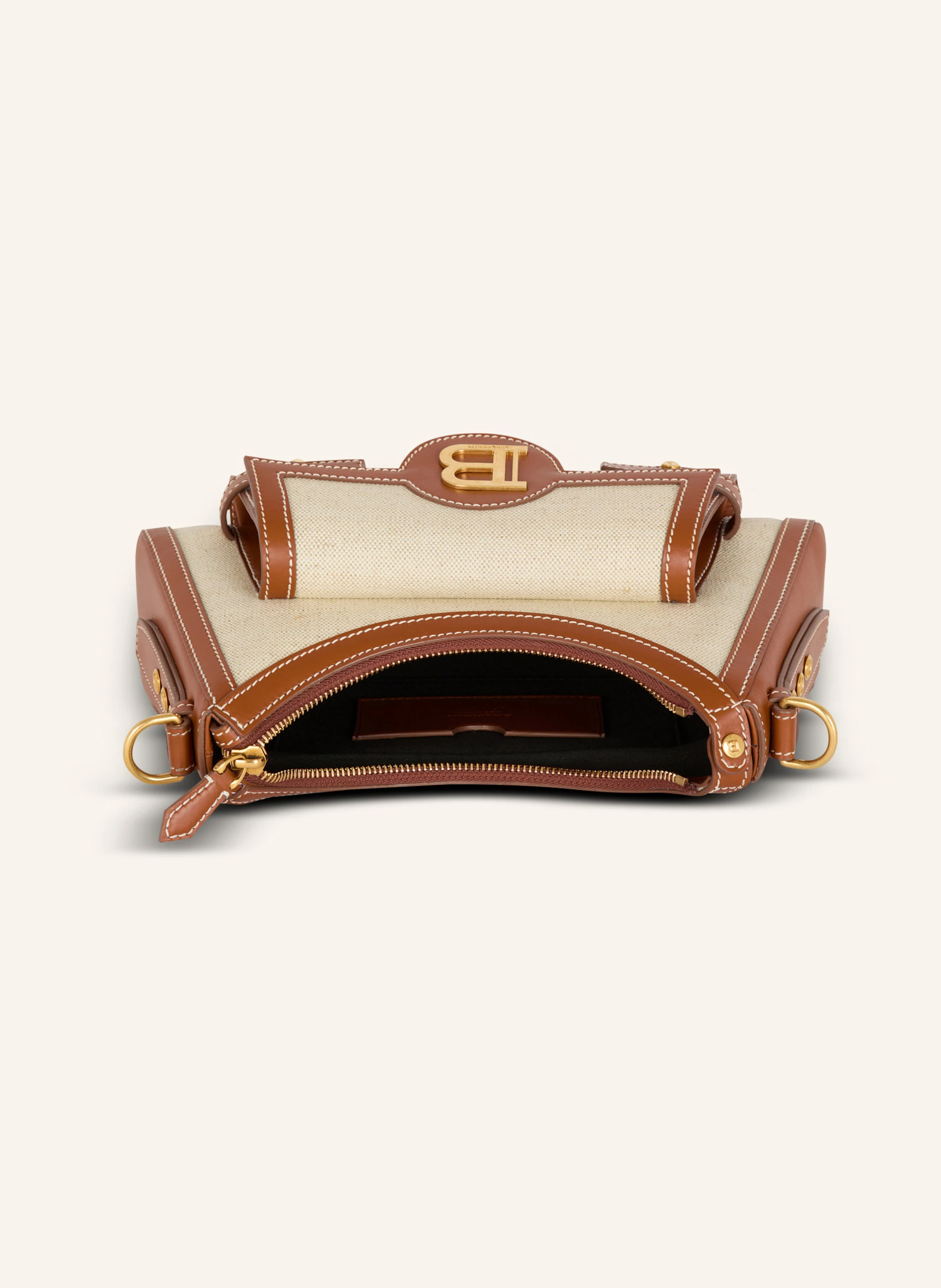 BALMAIN Tasche B-Buzz Hobo aus Leder und Canvas