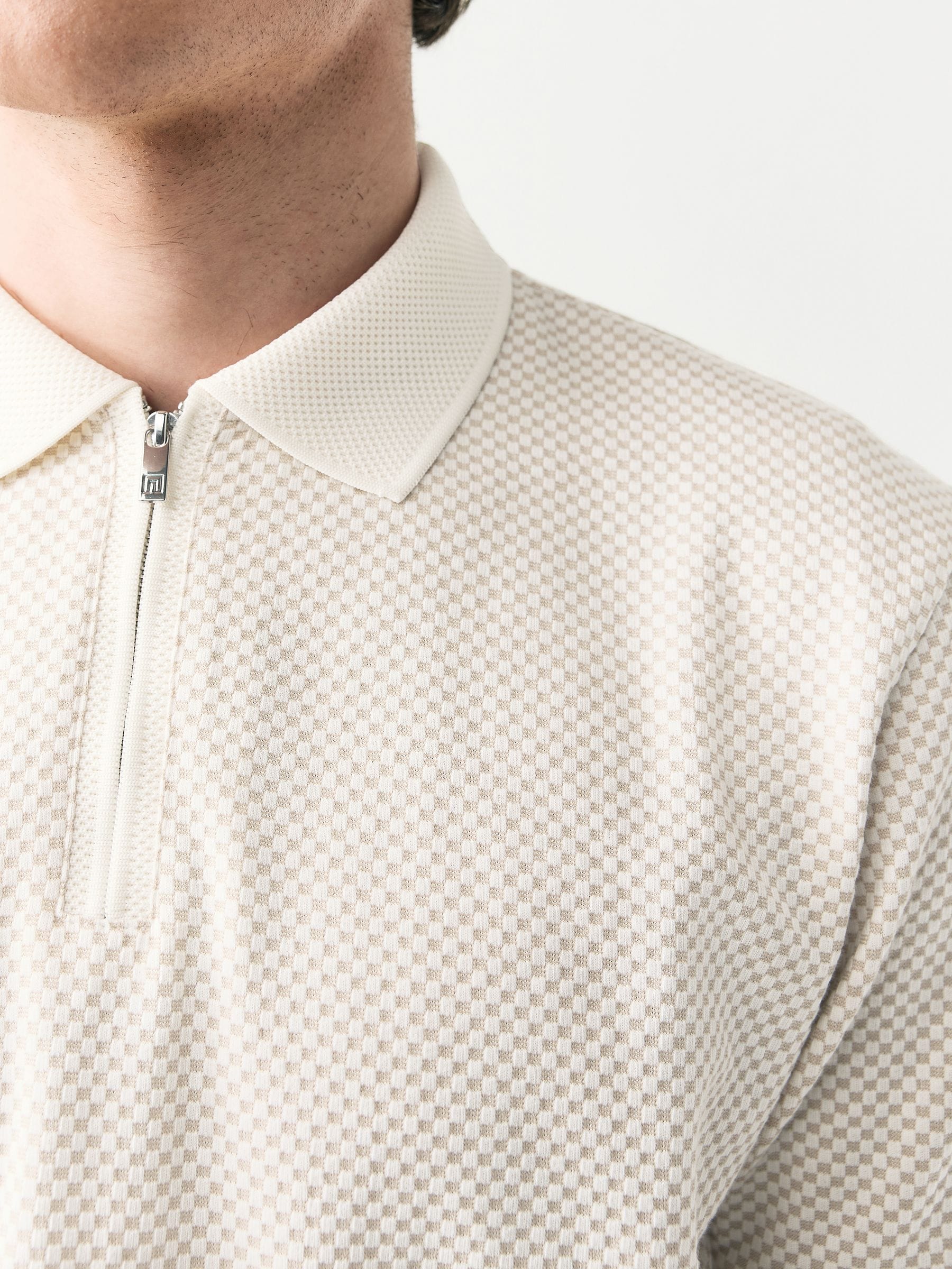 Wit - Modieus poloshirt met kwartrits
