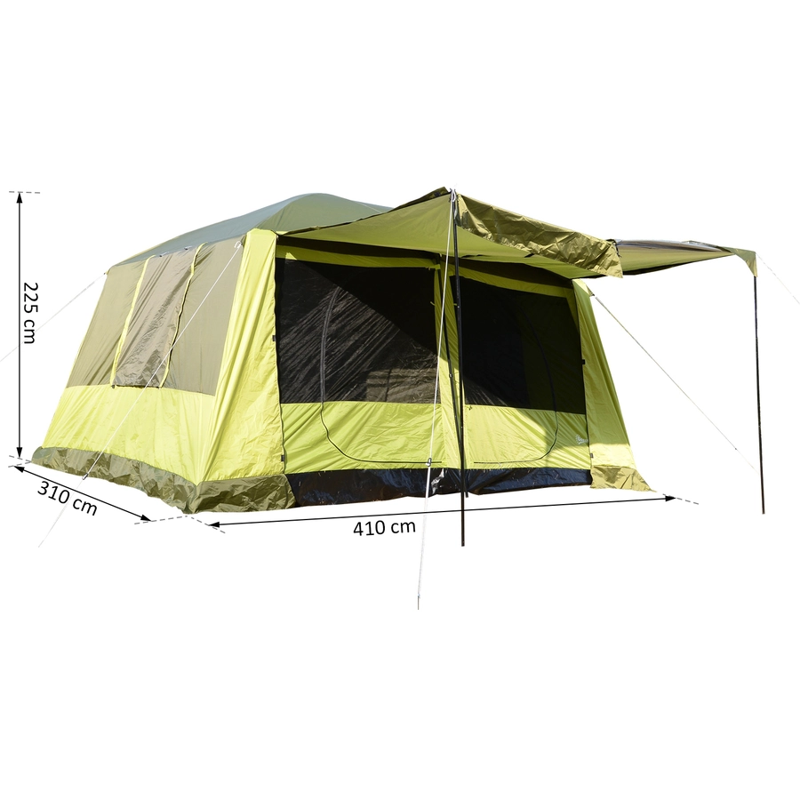 Outsunny Familienzelt für 4-8 Personen gelbgrün