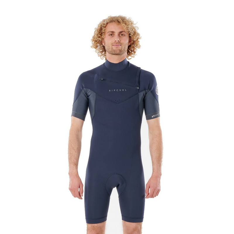 SHORTY RIPCURL DAWN PATROL ECO 2/2 FRONTZIP MANCHES COURTES BLEU/GRIS