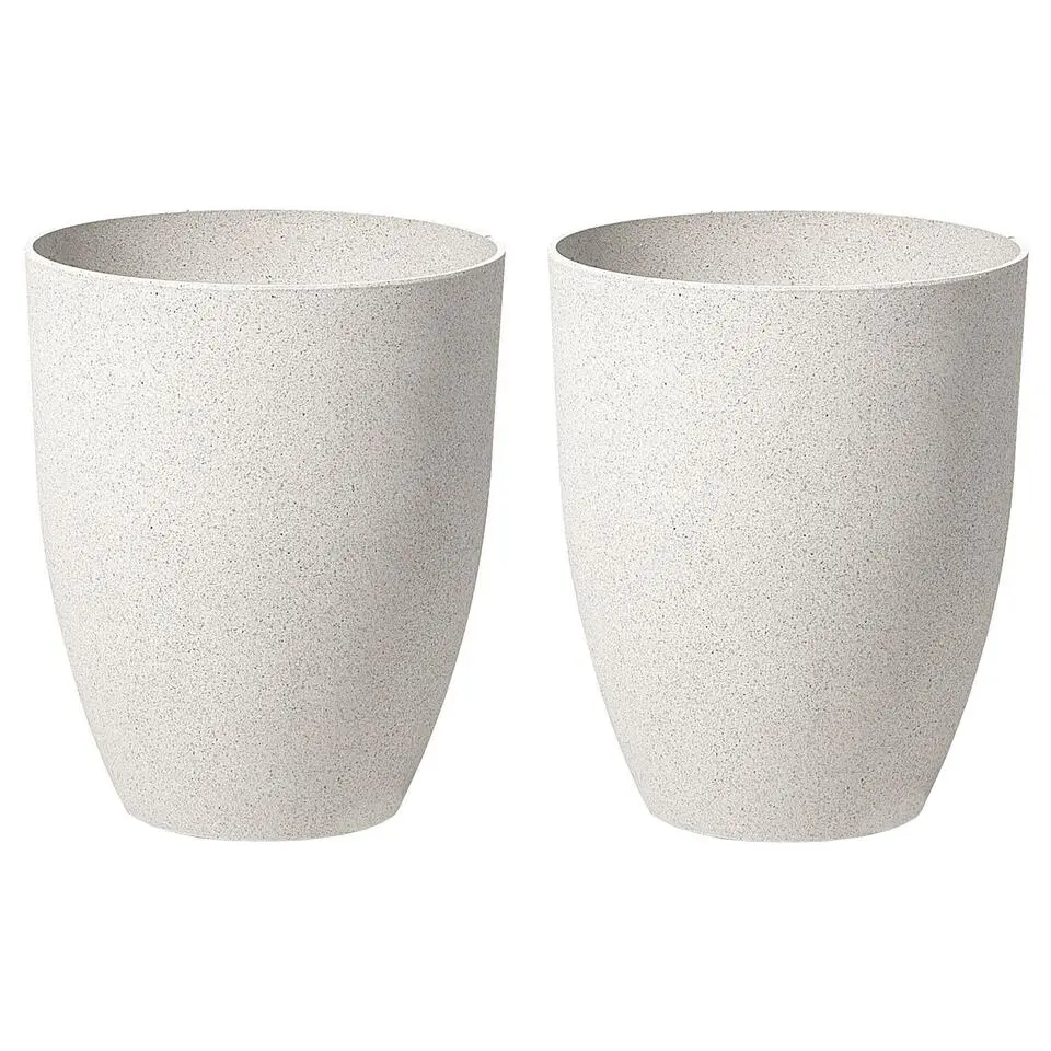 CROTON - Bloempot set van 2 - Wit - 35 cm - Stenenmix