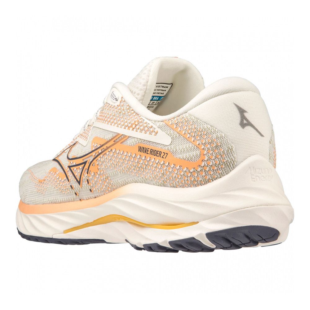 Mizuno WAVE RIDER 27 - Chaussures running Femme snowwhite/nightshadowblue/c.reef