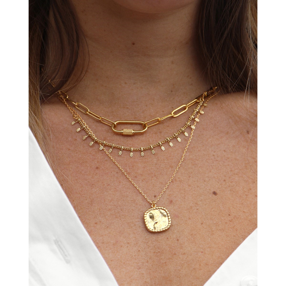 Collier chaine Pure laiton doré or fin 24K LOCK