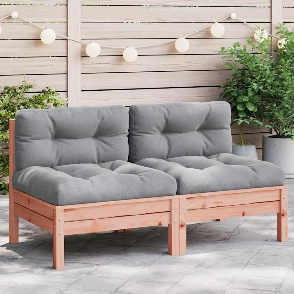vidaXL - Tuinbanken zonder armleuningen - Bruin - Hout - 2 stuks - Met kussens
