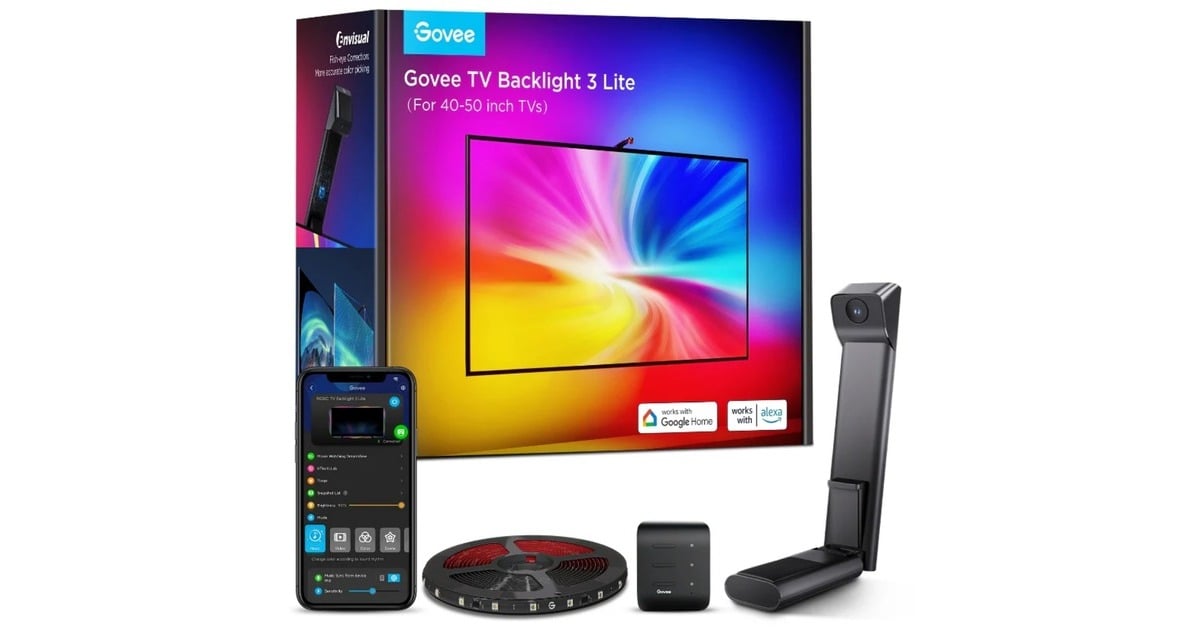 GoveeTV Backlight 3 Lite ledstrip  (Zwart, 2,4GHz wifi, Bluetooth, voor 40 - 50 inch tv's)