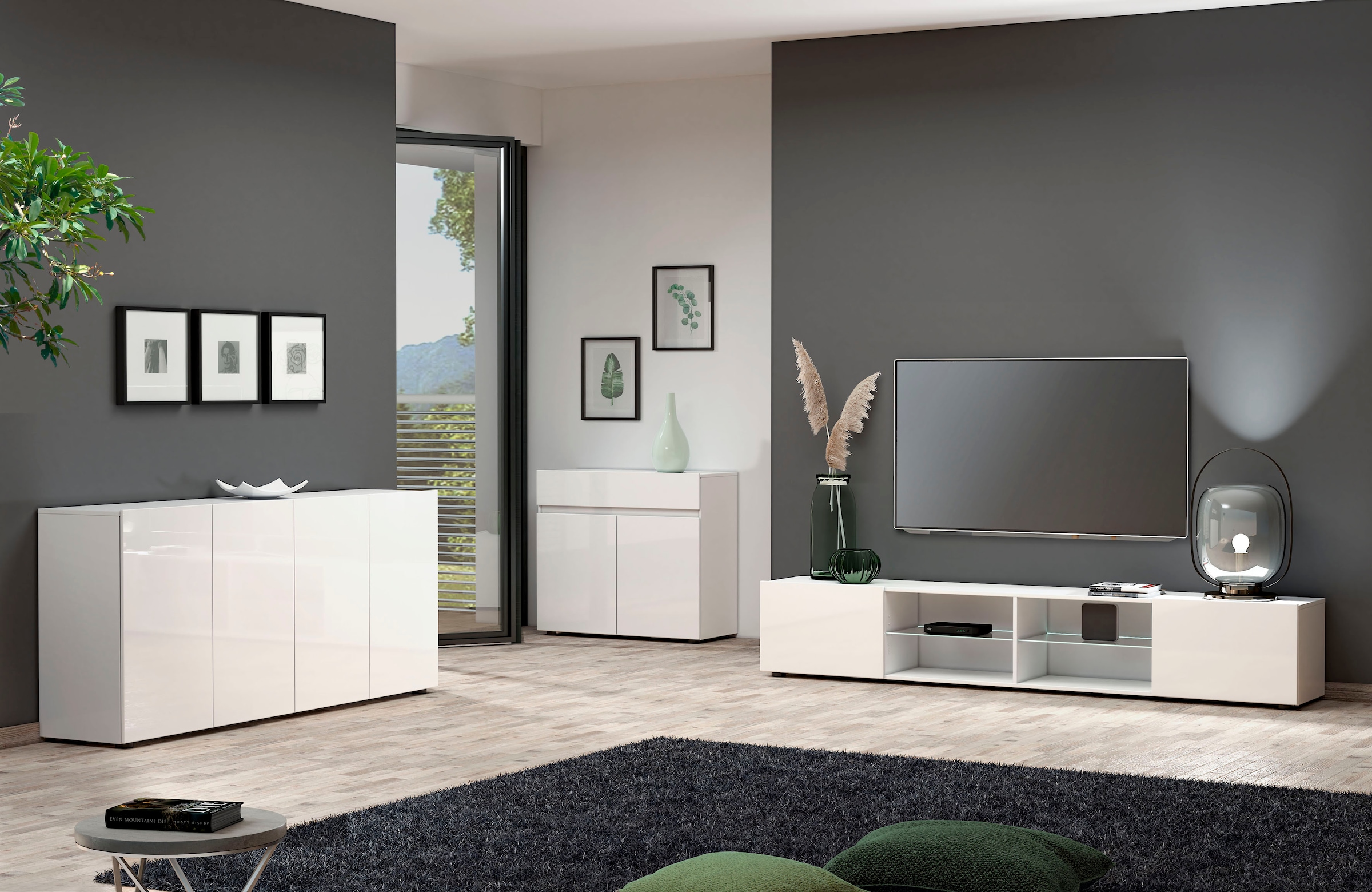 INOSIGN Sideboard »MISTER- Sideboard, Anrichte, Kommode, Made in Italy, 4 Fächer« Kommode mit 4 Türen, komplett Hochglanz lackiert, Breite 180cm