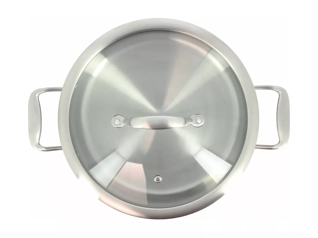 Menastyl - Faitout Triply 24cm En Acier Inoxydable Avec Couvercle En Verre