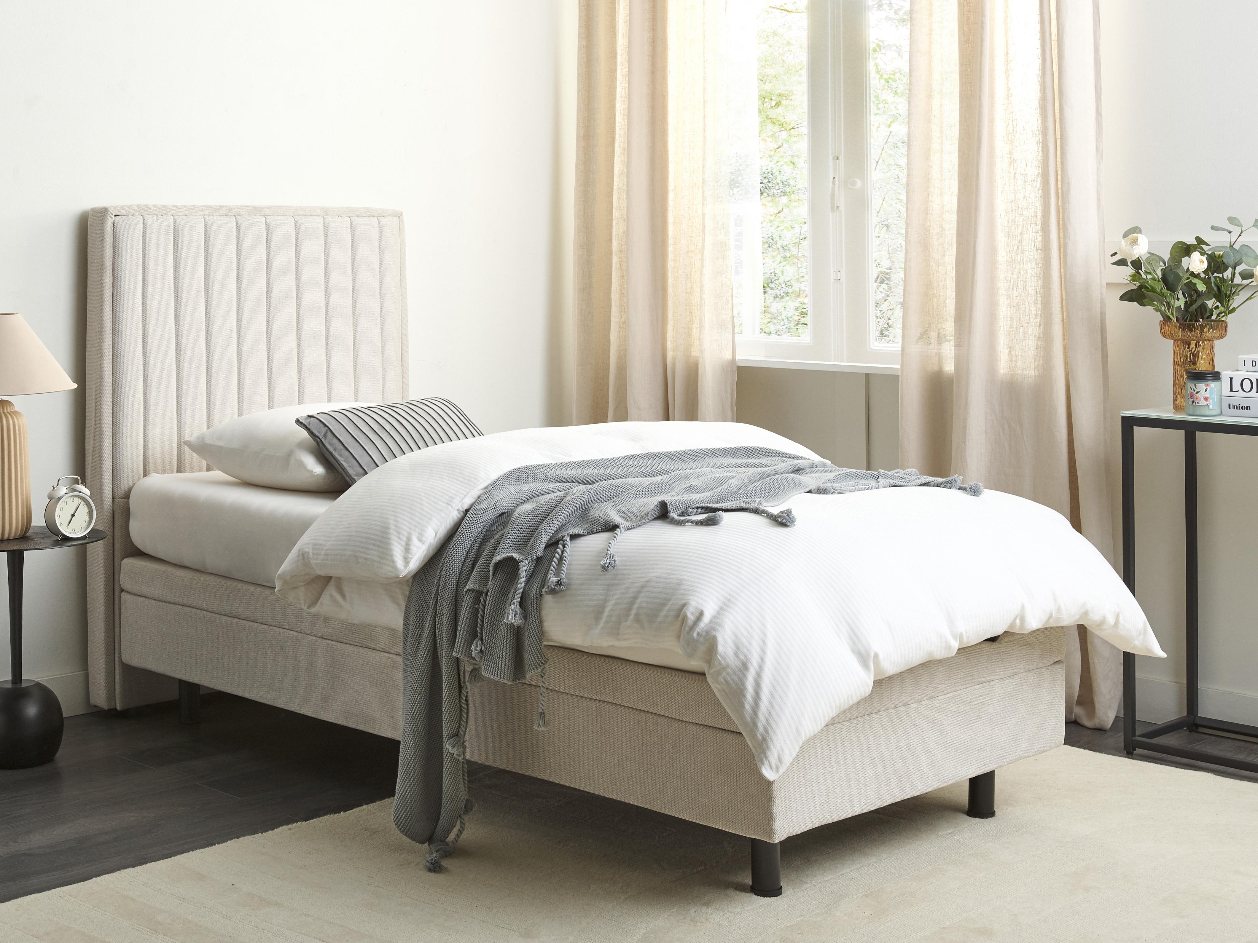 Verstelbaar bed Stof CASTELLAN 90 x 200 cm Lichtbeige