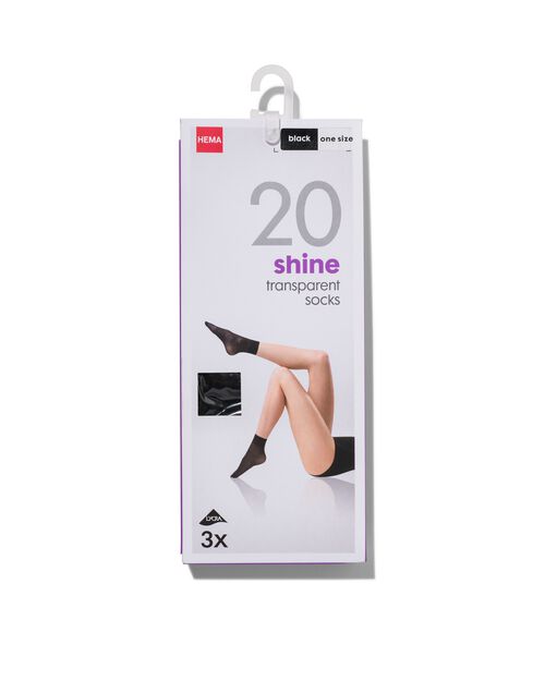 3 paires de socquettes en voile satiné 20 deniers