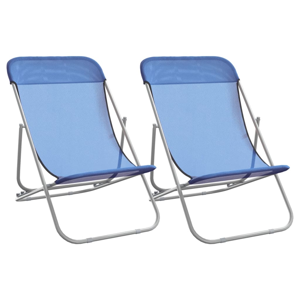 Chaises de plage pliantes 2pcs textilène acier enduit de poudre