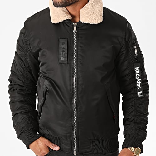 Bomber Col Fourrure Hermitage Noir