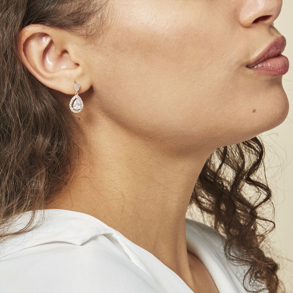 Boucles D'oreilles Pendantes Brigita Plaqué Or Jaune Oxyde