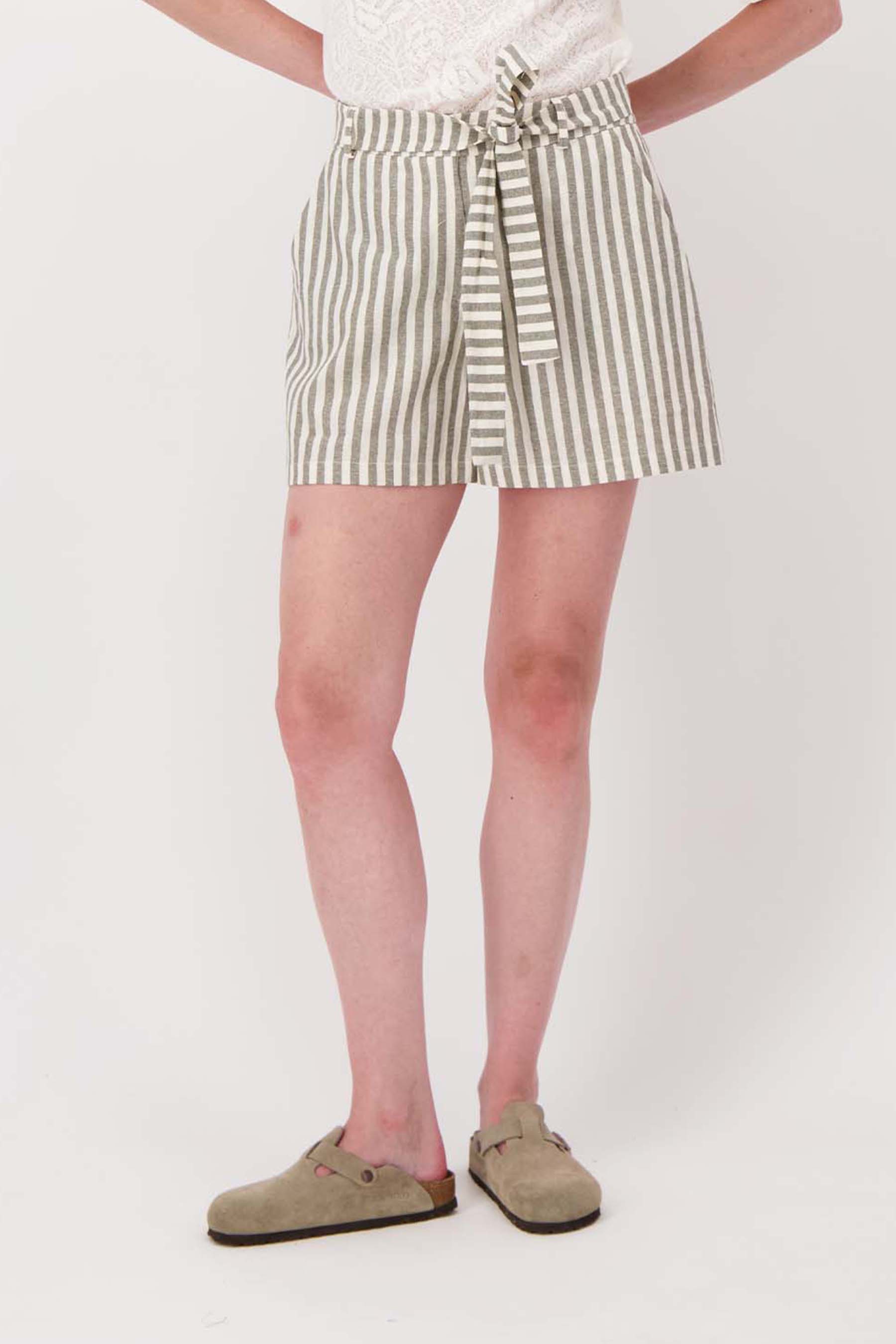 gestreepte linnen short