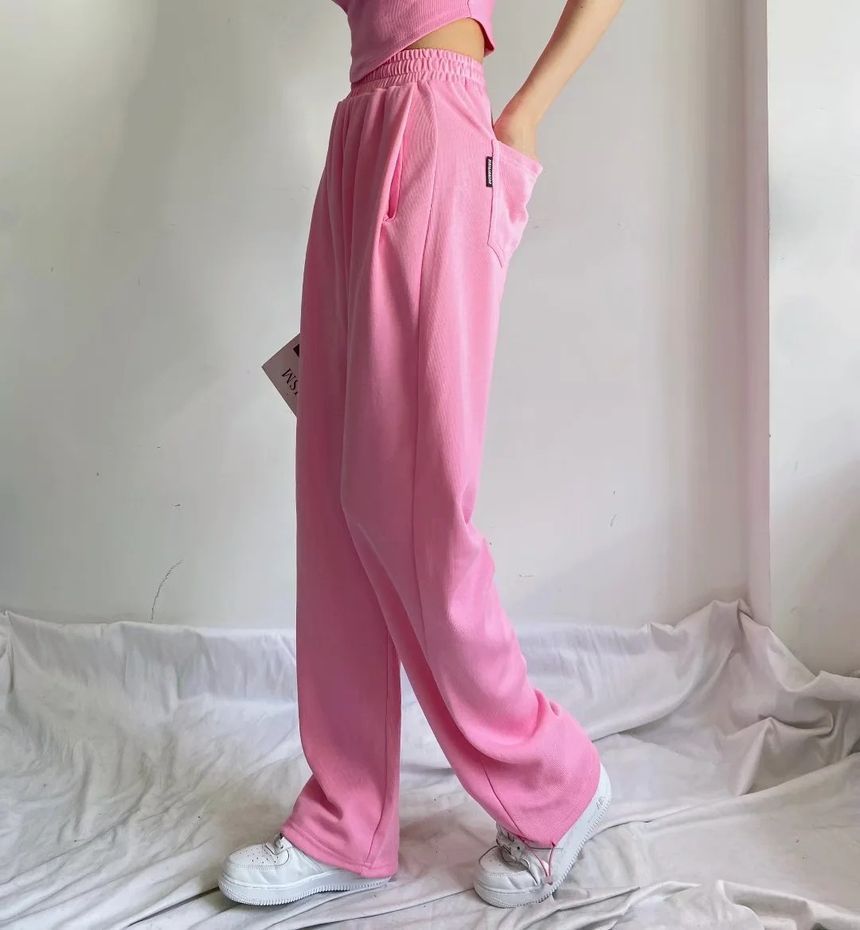 Asiris - Hoge taille effen rechte joggingbroek