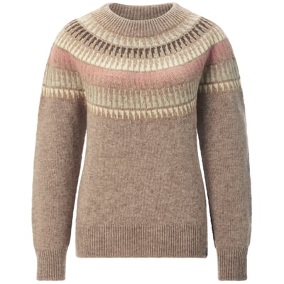 Damen-Rundhalspullover, Beige-Rosé
