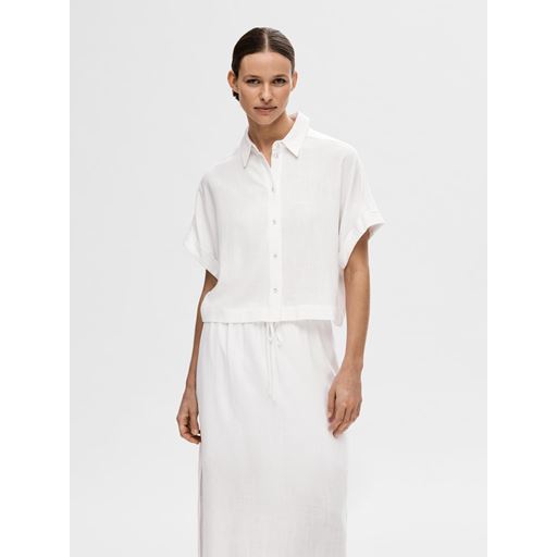 Selected Femme Viva Cropped Skjorte, Snow White, 40