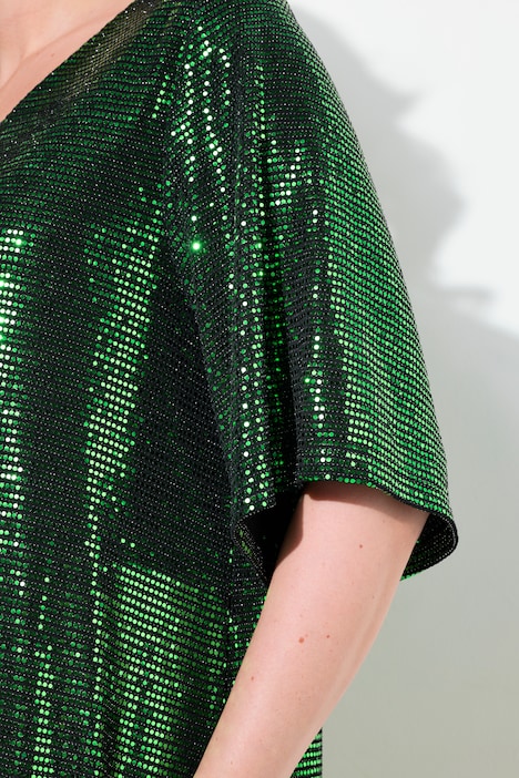 Kleid, A-Linie, Pailletten-Optik, 3/4-Ärmel