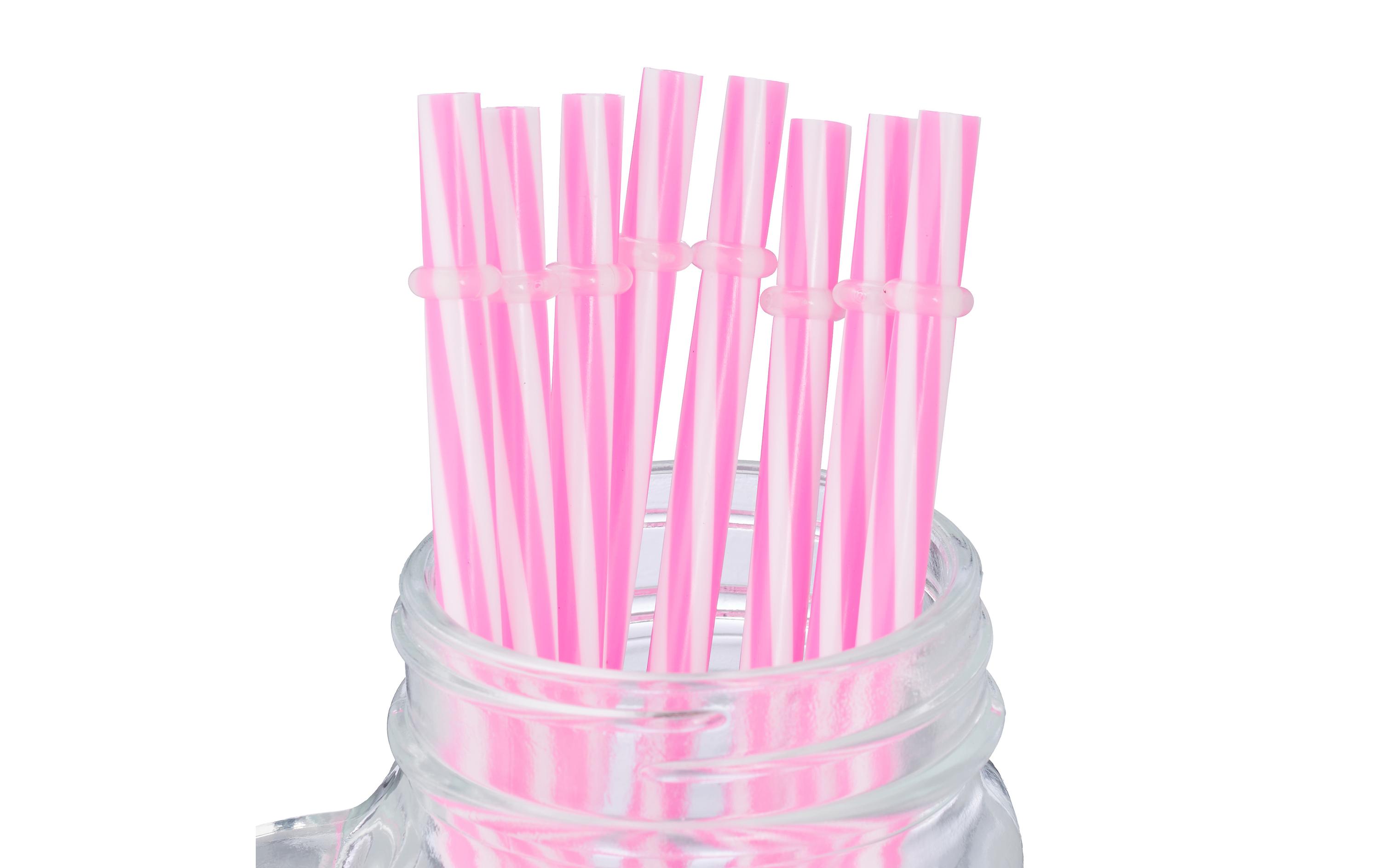 Trinkkrug Flamingo 500 ml, 12 StückHenkelgläser mit Deckel und Strohhalm