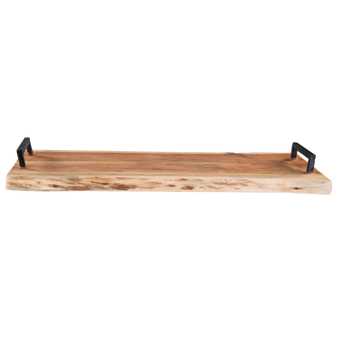 Deko-Holzbrett - braun - mit Griffen - ca. 55 x 20 x 5 cm