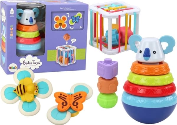 LeanToys Sensoriske Leker Koala Tower Educational Cube Spinners
