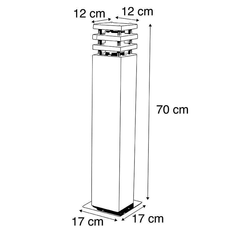Buitenlamp zandsteen met grondpin en kabelmof 70cm IP55 - Grumpy