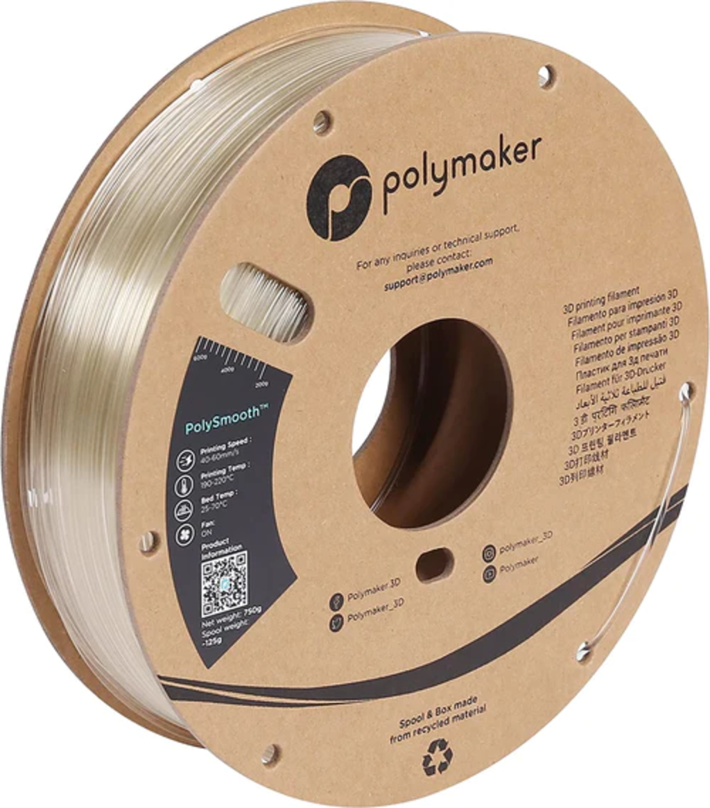 Polymaker  PolySmooth Transparent, 1,75 mm (750 g)    PVB basiertes Filament für glänzende Ideen ohne sichtbare Layer in Transparent