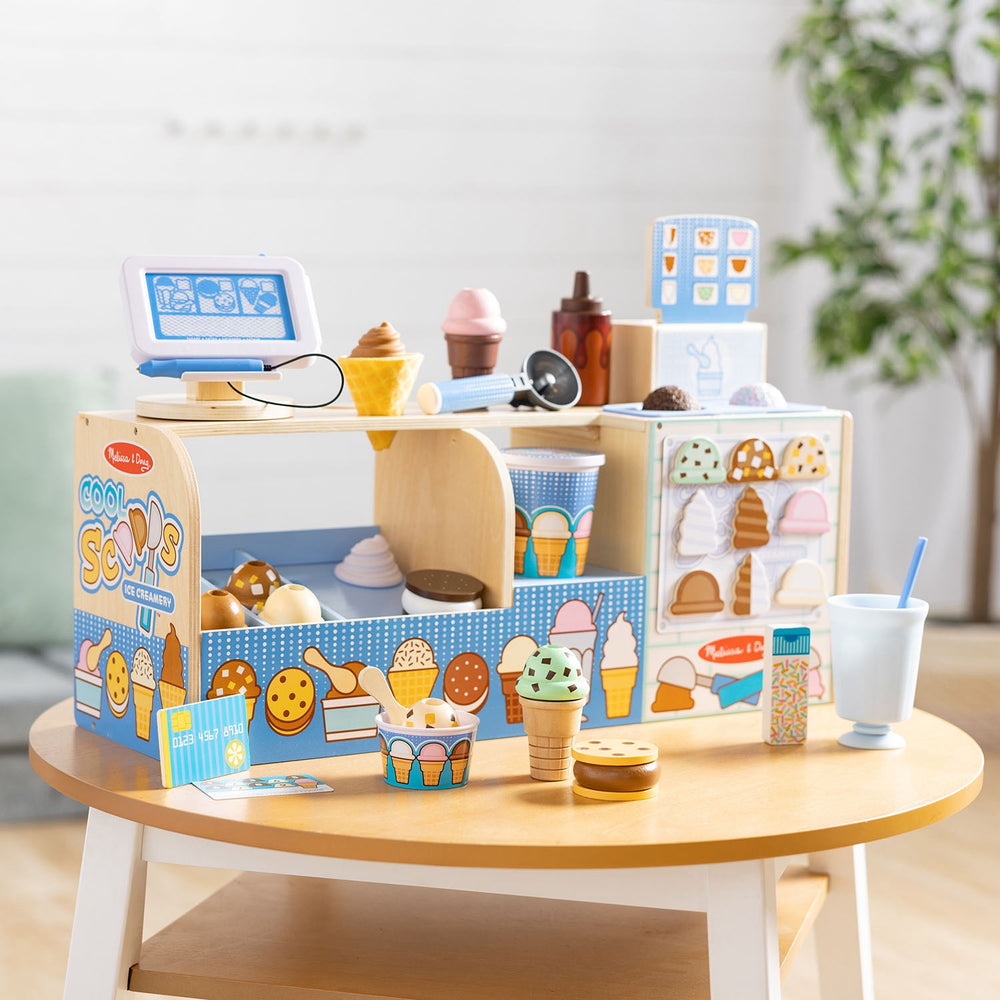 Køb Melissa & Doug Multifarvet Cool Scoops Ice Creamery Wooden Counter