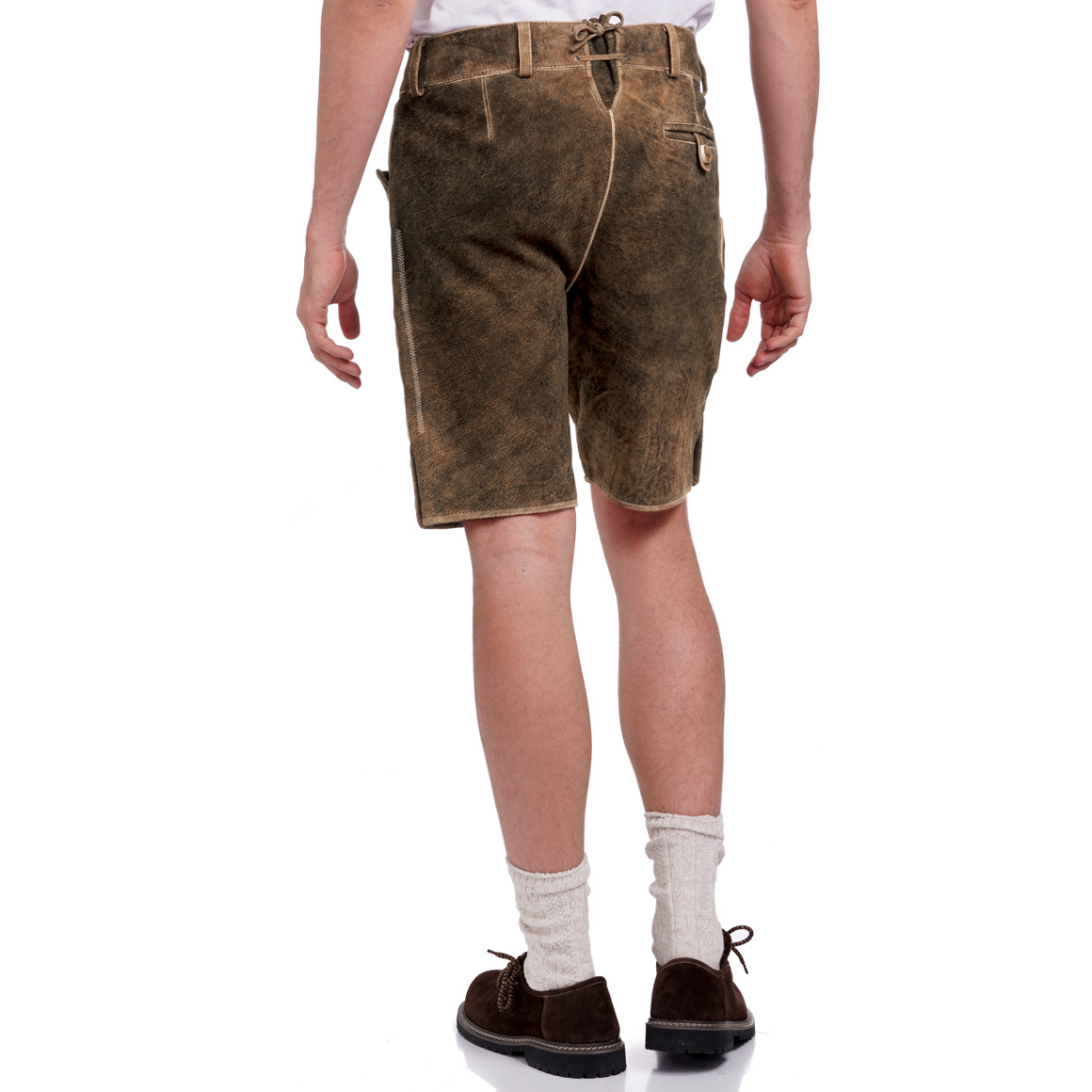VanVaan Herren Lederhose mit Stickereien dunkelbraun
