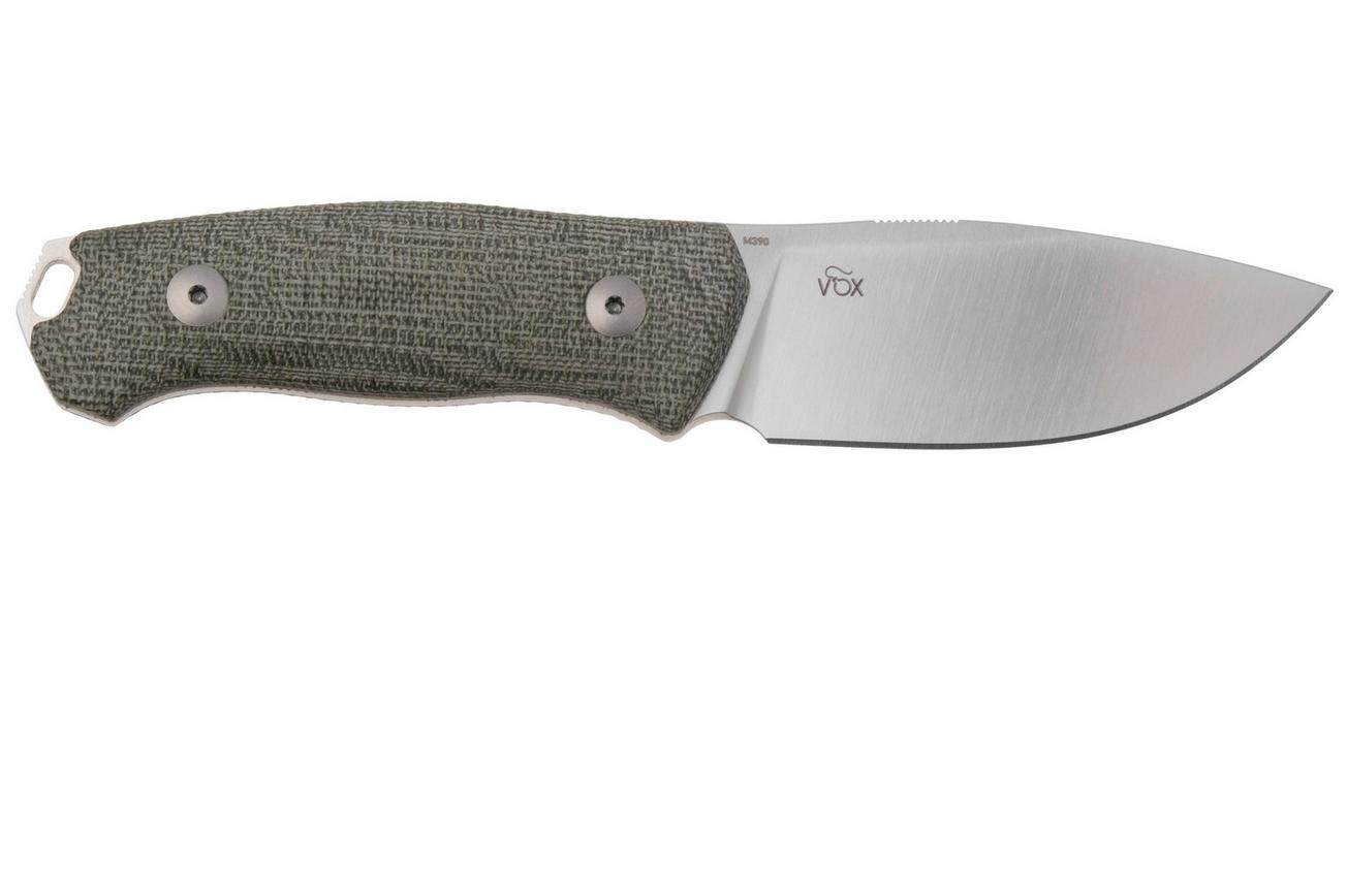 MKM Small Lov MK-SL-GC, Satin M390, Green Canvas Micarta vaststaand mes, Jesper Voxnaes design