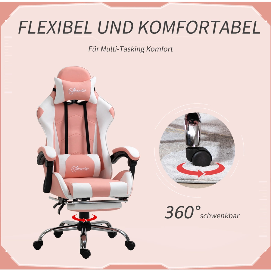 Vinsetto Gamingstuhl rosa, weiß