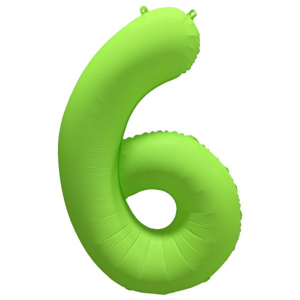 6 Jaar Cijfer Ballon Neon Groen Leeg 86cm