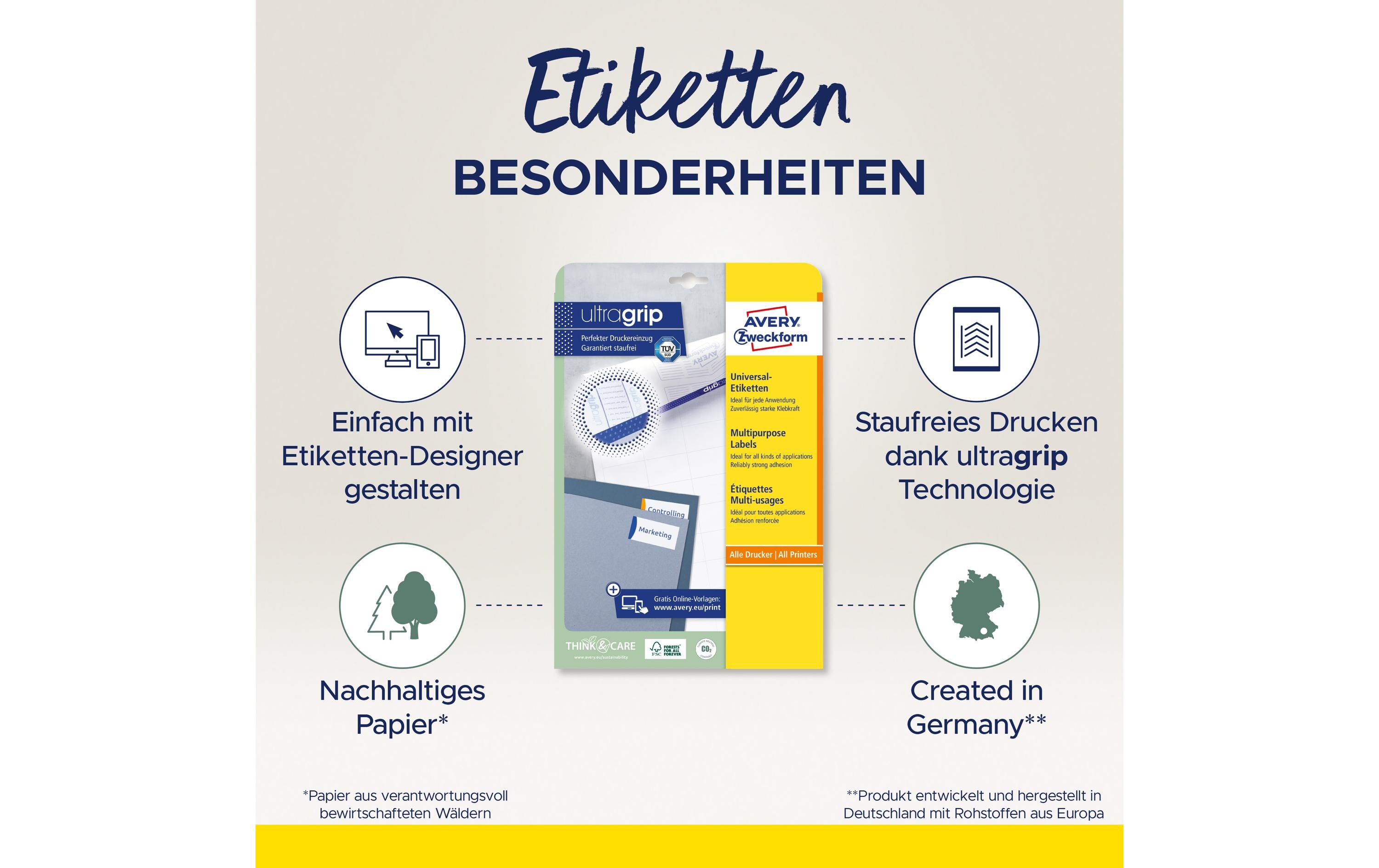 Universal-Etiketten 4785, 48.5 x 16.9 mm, 30 BlattPermanent haftende Etiketten