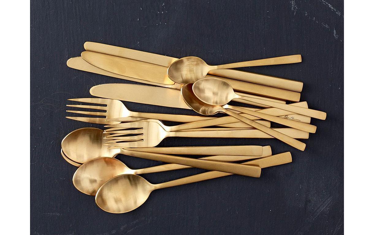 Besteck-Set 16-teilig, GoldEssbesteck-Set aus Edelstahl