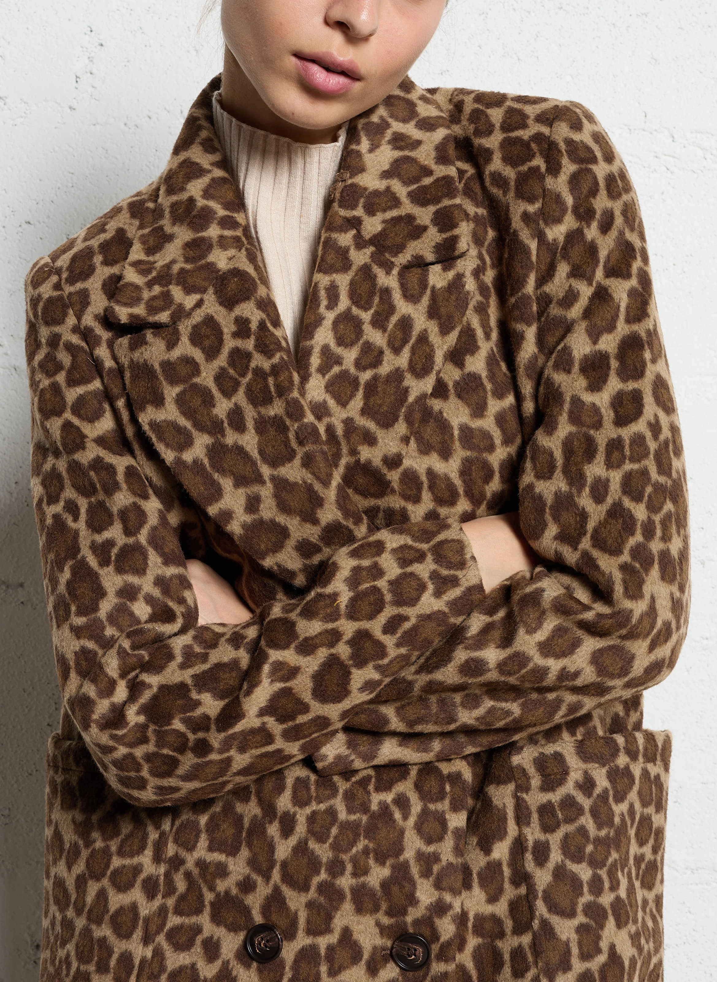 Manteau col tailleur| Marron