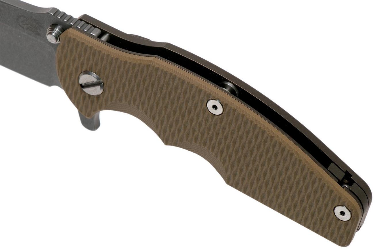 Rick Hinderer Jurassic Spearpoint 20CV Battle Bronze Coyote G10 zakmes