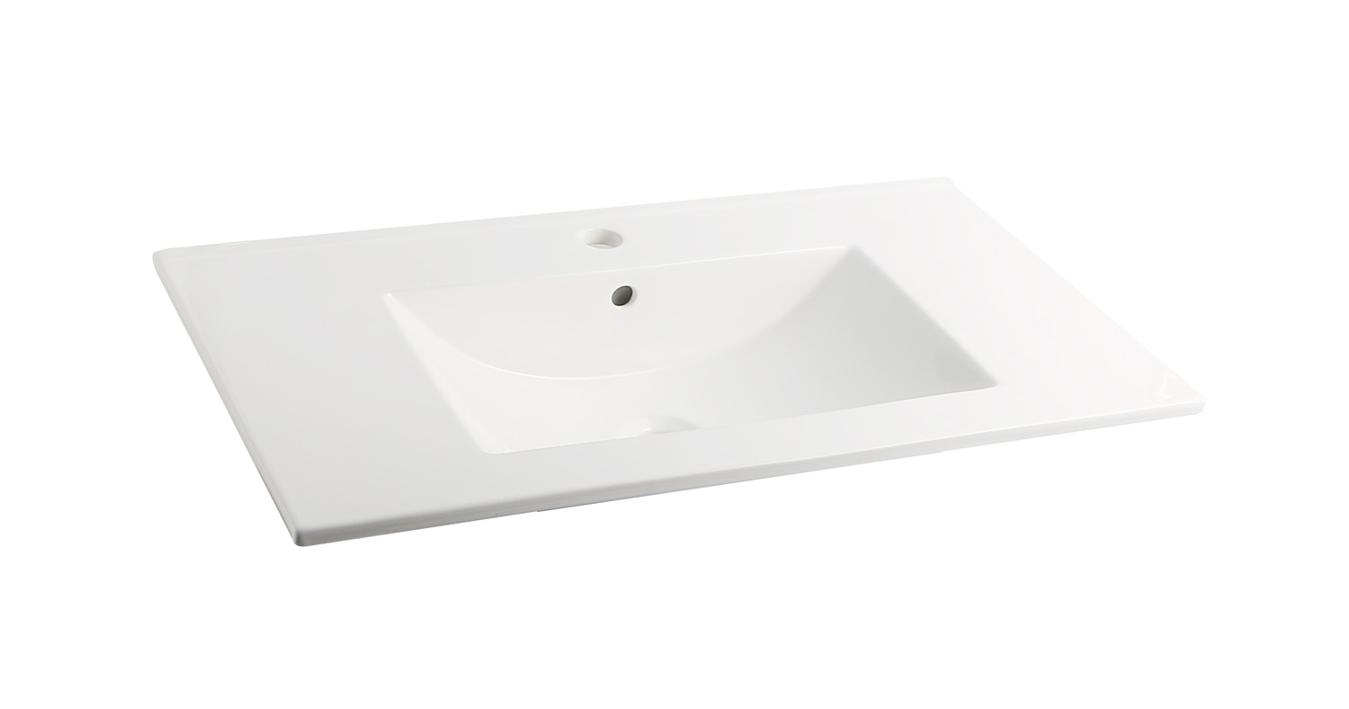 Fontana Rovigo badmeubel 100cm warm eiken met witte wastafel met kraangat en spiegel met verlichting
