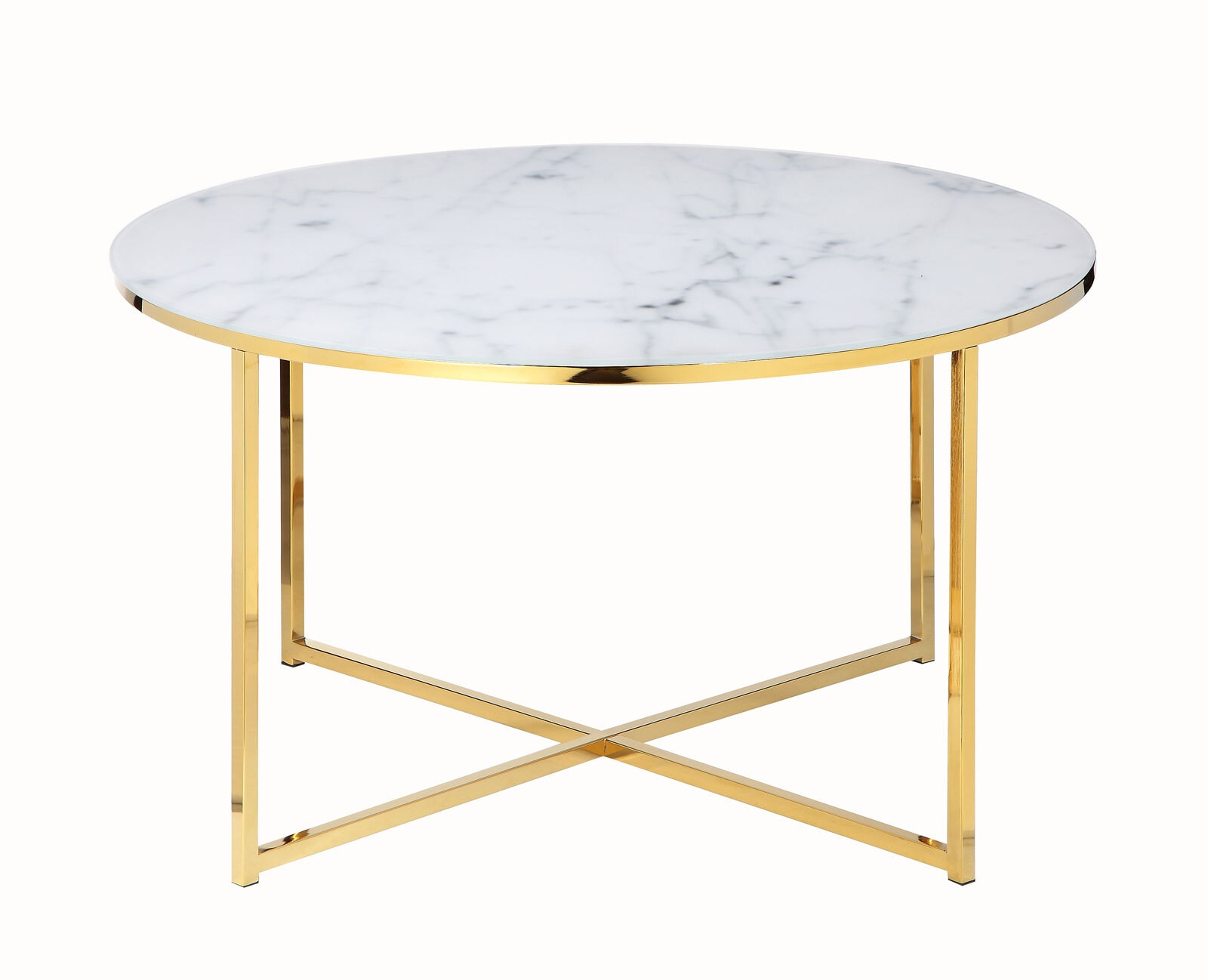 Couchtisch 80 x 80 cm rund gold/weiß