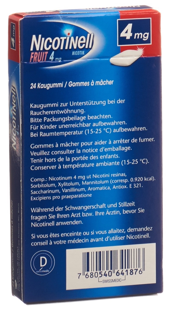 NICOTINELL Gum Kaupast 4 mg fruit Blist 24 Stk