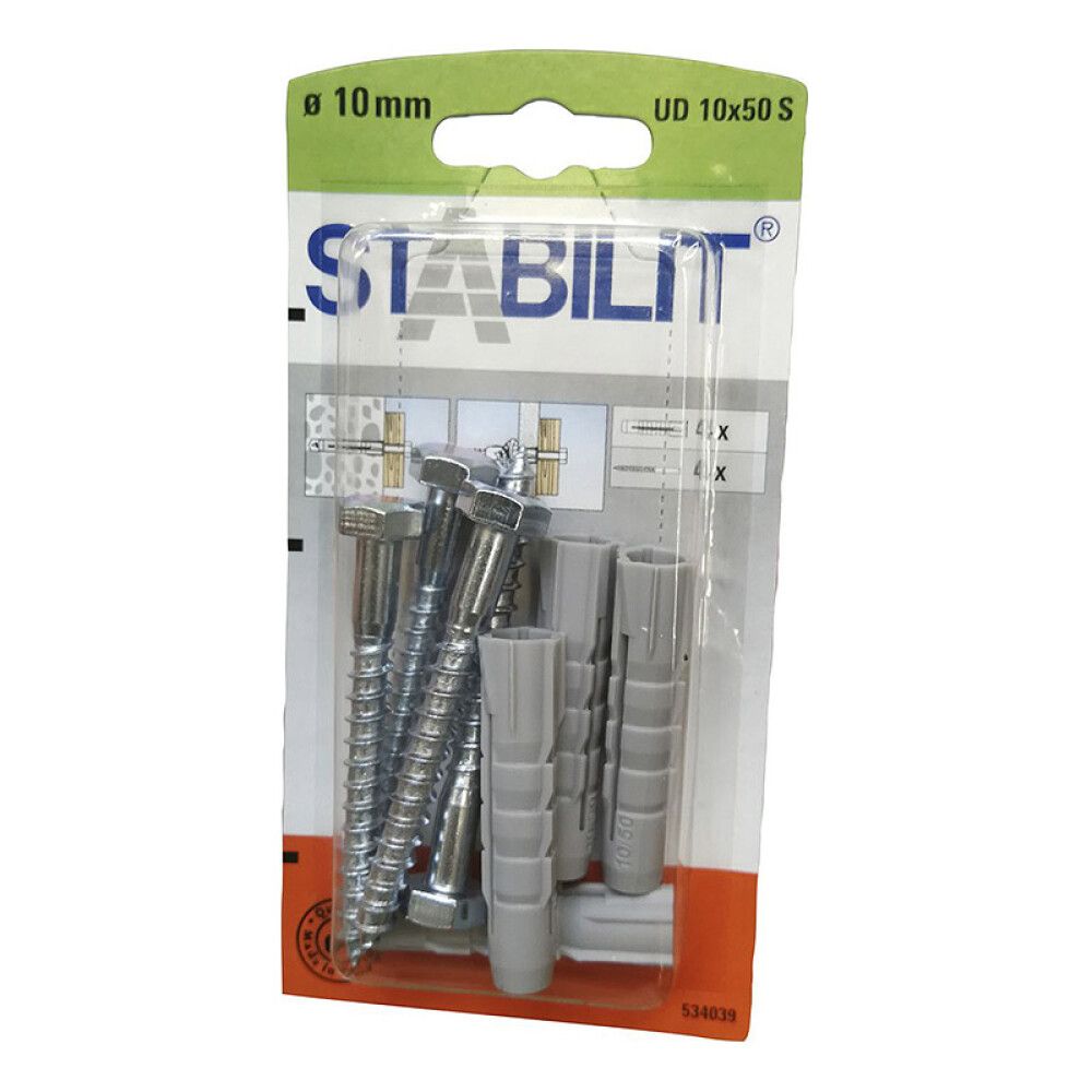UNIVERSALPLUGG STABILIT UD S MED SKRUE 10X50MM 4-PAKK