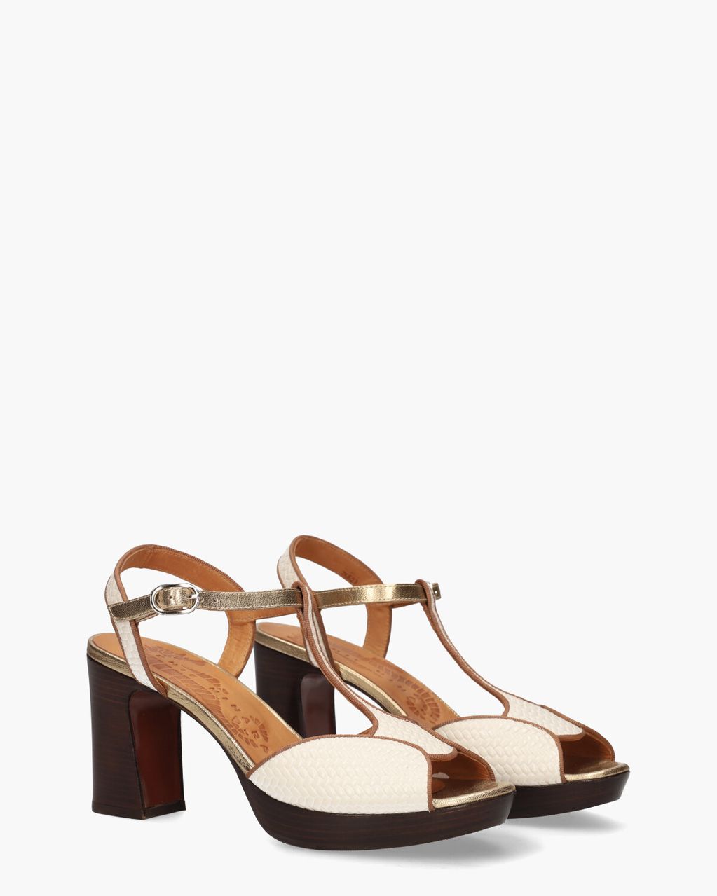 Chie Mihara Keduni Wit/Bruin Damessandalen