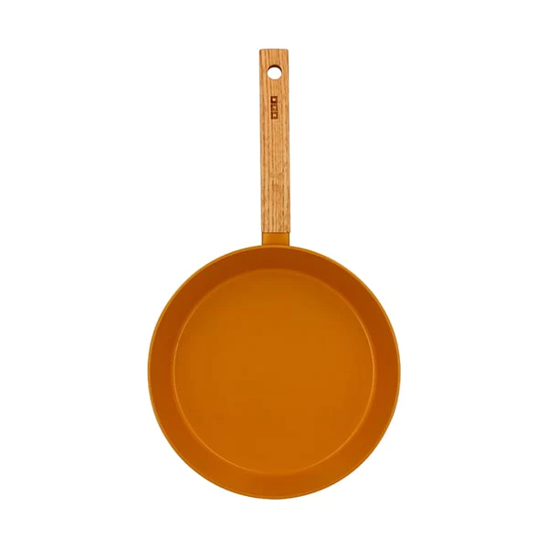 Poêle Ector induction aluminium revêtu manche en bois 24 cm jaune Ogo