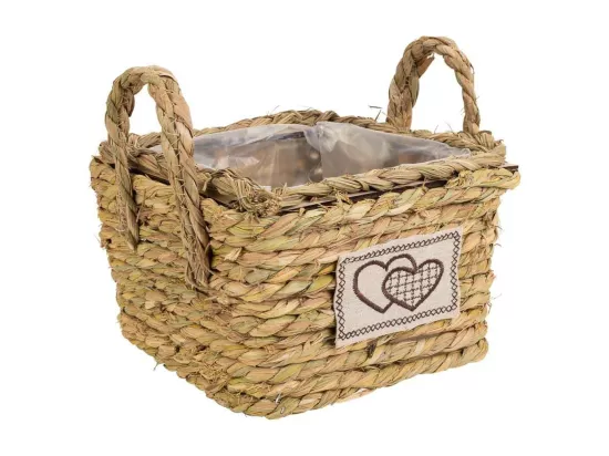 Panier en corde tressée marron 19x19x13h