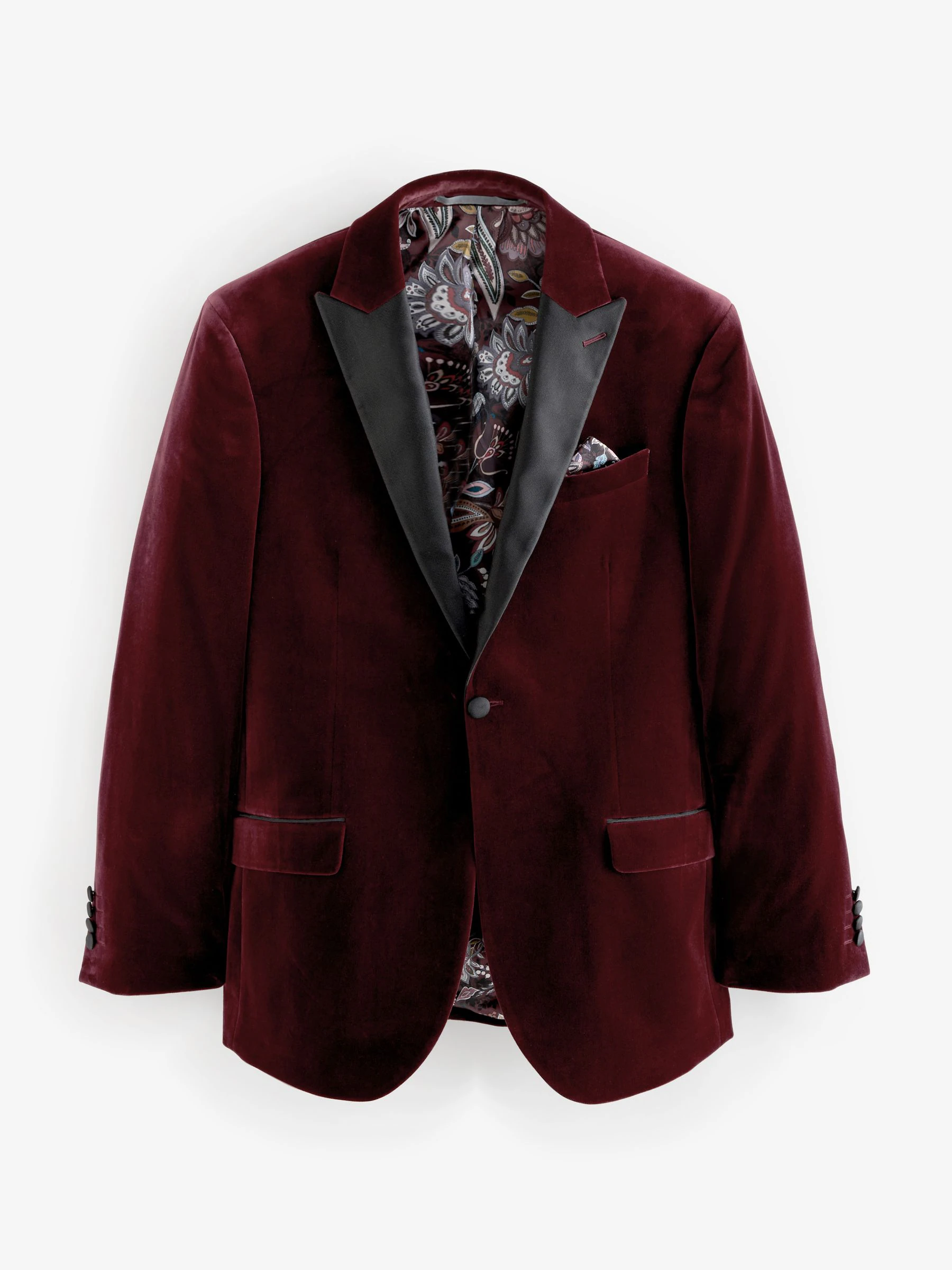 Bordeauxrood - Normale Pasvorm - Signature Pontoglio Italiaanse fluwelen blazer