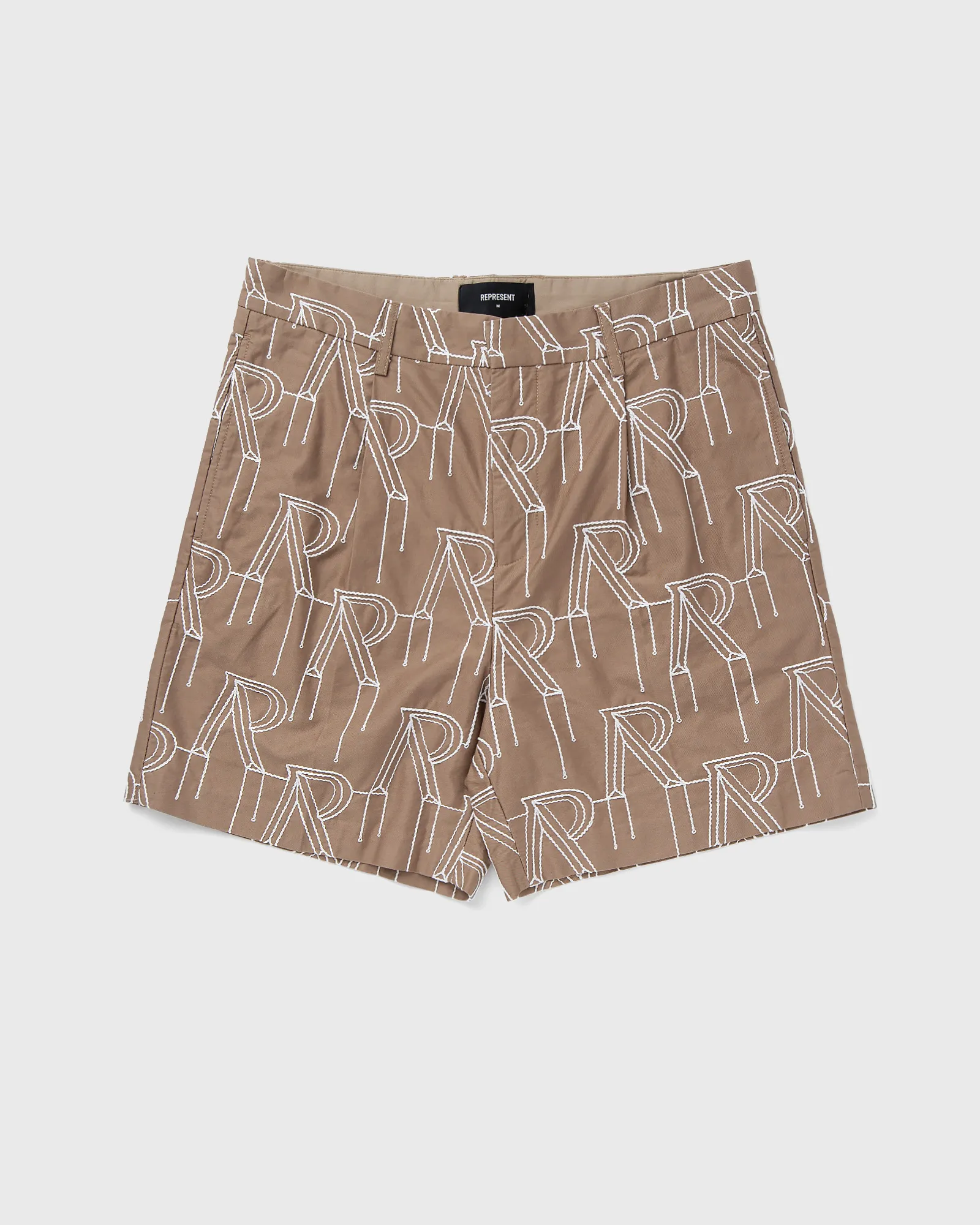 Represent EMBRODIERED INITIAL TAILORED SHORT
