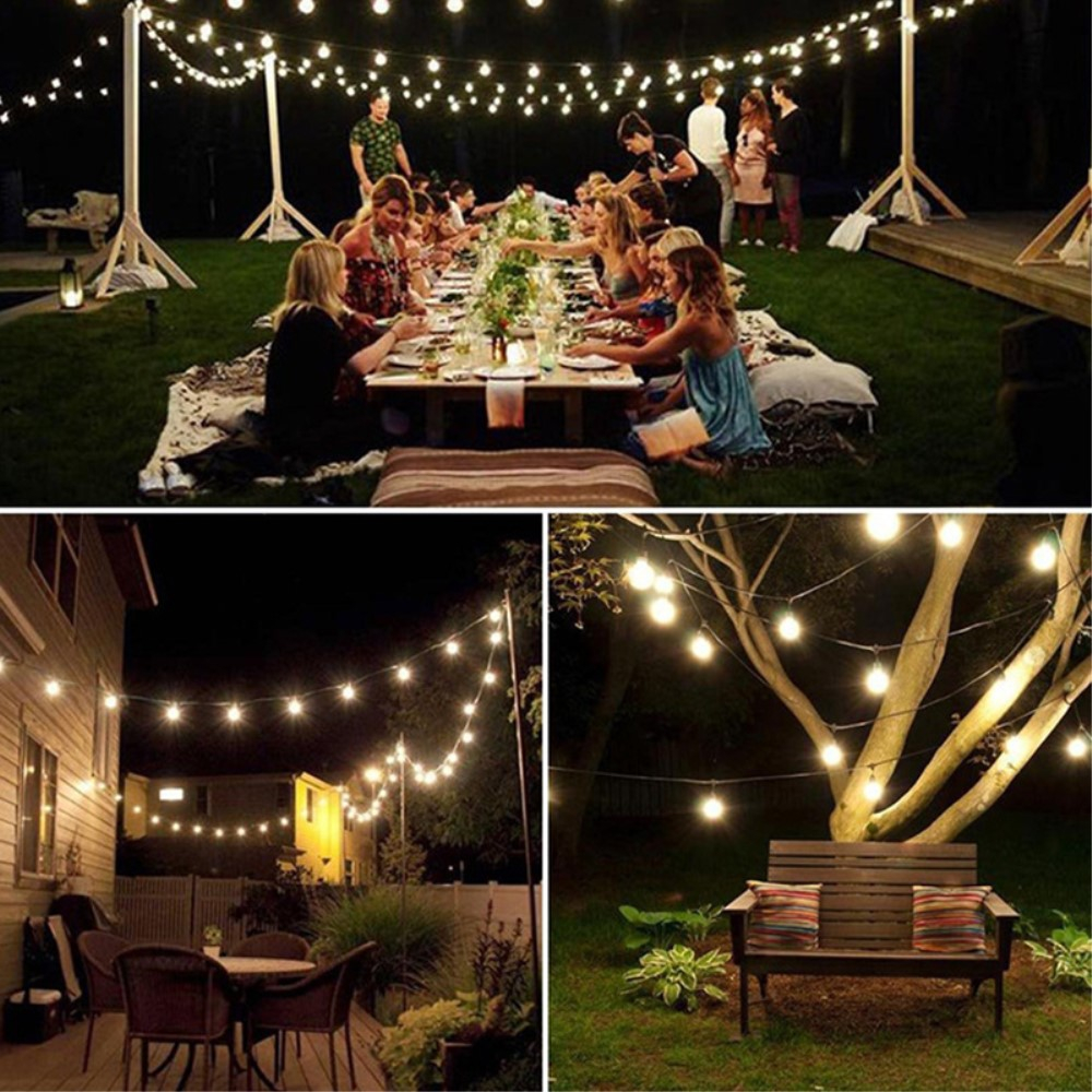 (12m) 100 LED's Deko Solar Lichterkette Kugeln Outdoor Beleuchtung IP44 - Warmweiss