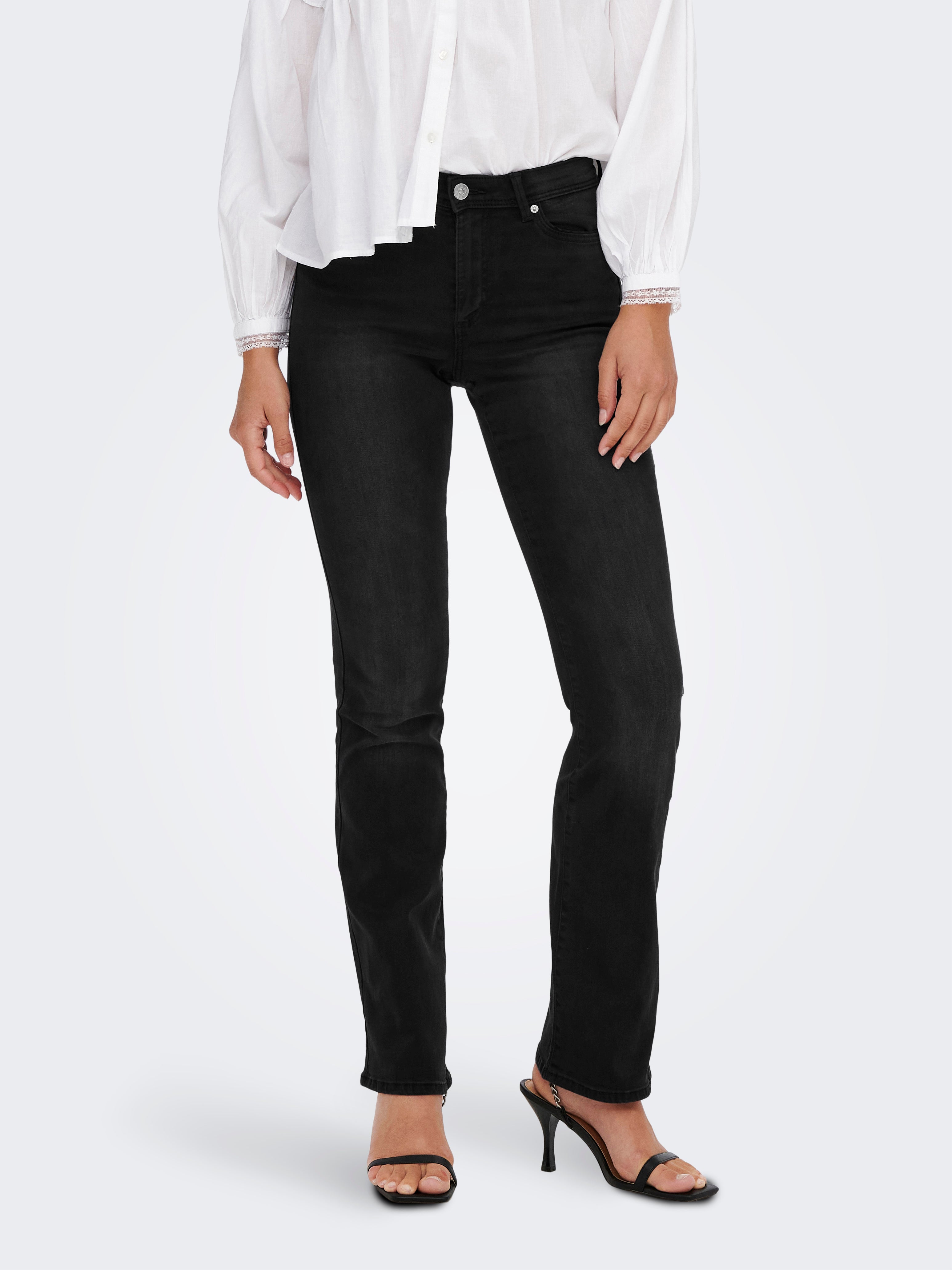 ONLWAUW Hohe Taille Ausgestellt Jeans Washed Black