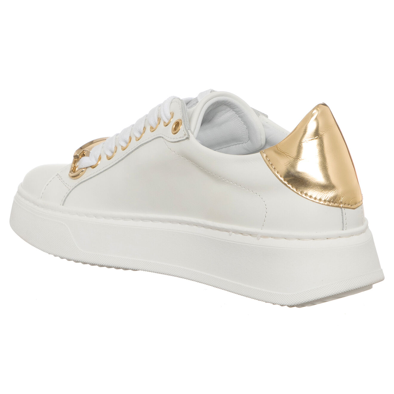 Loretta Pettinari Sneakers en Cuir Sava blanc/doré