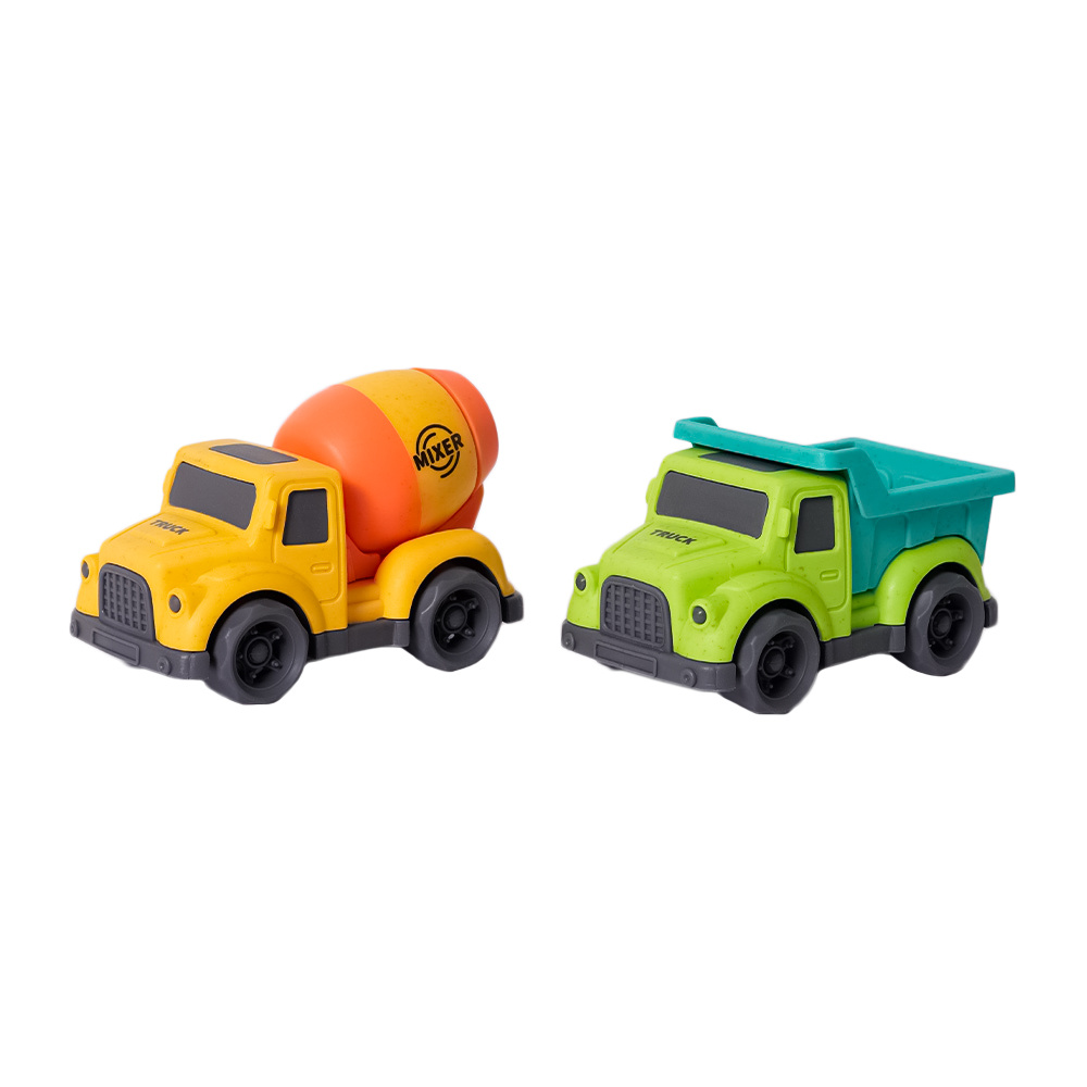 Speelgoedtopdeals BIOplastic Truckset Klein 4 (10,5 cm) – Ecologische Speelgoedauto’s voor de Strandtas